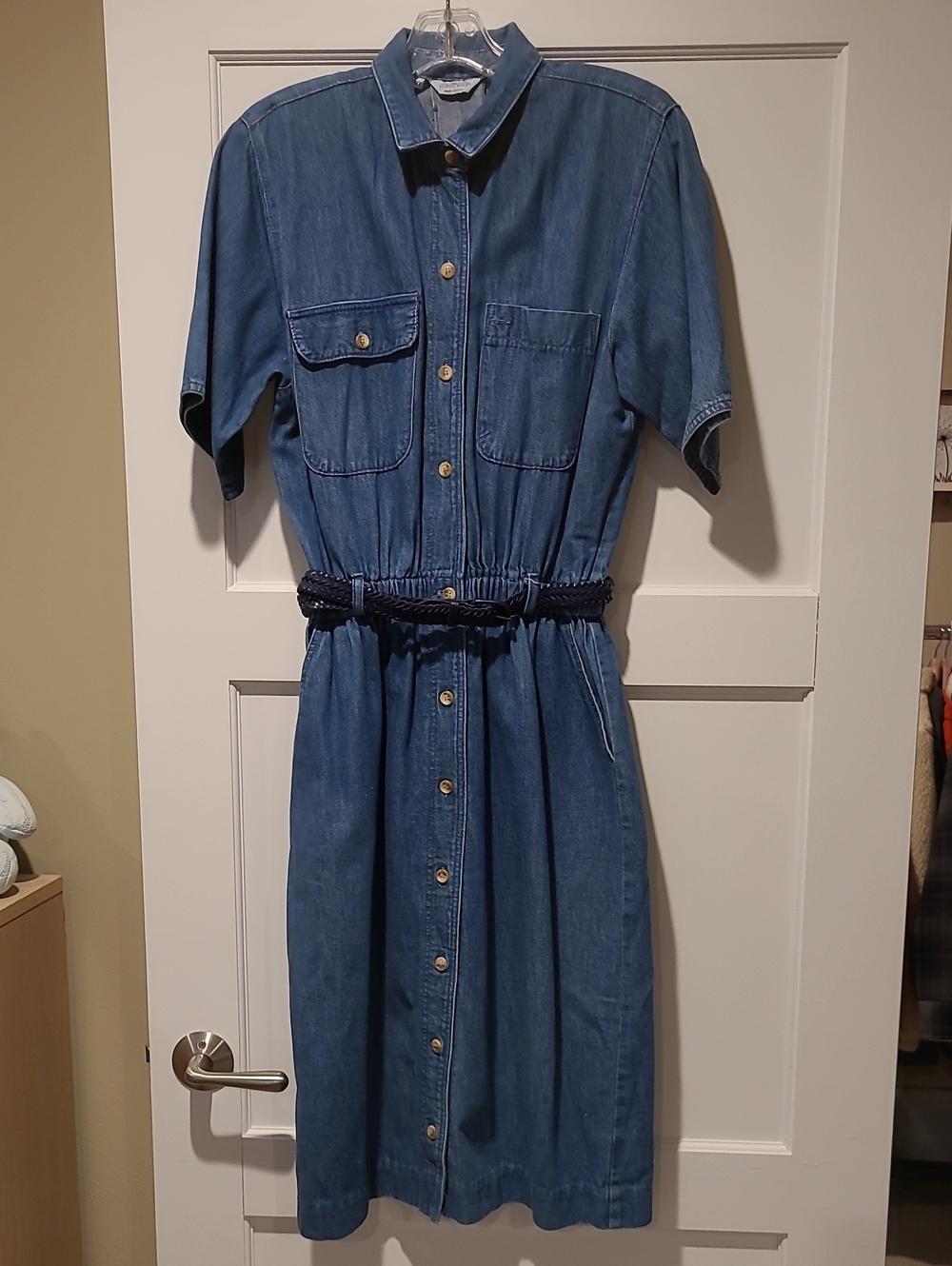 Classic Denim Shirt Dress in Blue